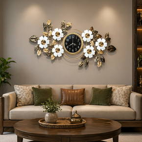 Décoration Murale Artistique en Fer avec Horloge