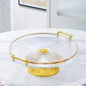 Plateau de Service en Verre avec Détails Dorés