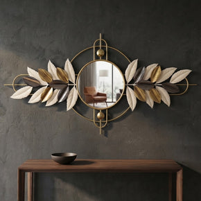 Miroir Design Rond en Métal Doré – Décoration Murale
