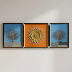 Triptyque Arbre de Bodhi et Mandala d'Or Tableu