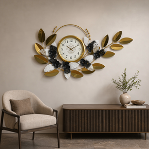 Décoration Murale Artistique en Fer avec Horloge
