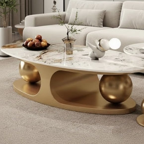Ensemble de table basse moderne en marbre et or