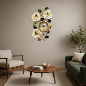 Horloge Murale Géante en Métal Doré et Noir – Décoration Intérieure Contemporaine et Élégante