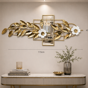 Décoration Murale en Fer avec Fleurs et Miroirs