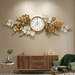 Décoration Murale Artistique Florale en Fer avec Horloge