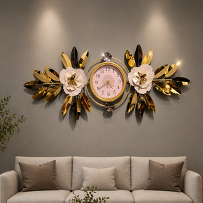 Décoration Murale Artistique en Fer avec Horloge