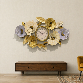Décoration Murale Artistique en Fer avec Horloge