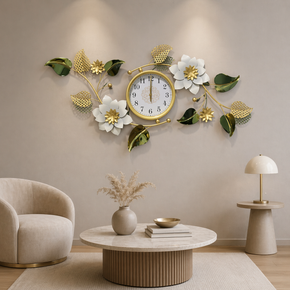Décoration Murale Artistique en Fer avec Horloge
