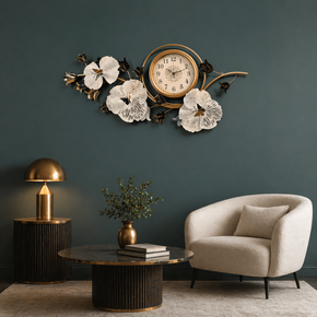 Décoration Murale Artistique en Fer avec Horloge