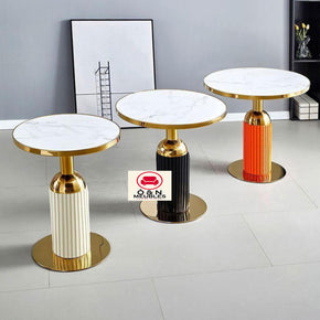 Table d’Appoint Ronde en Marbre Blanc
