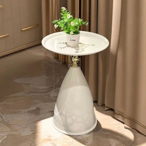 Table d’Appoint Ronde Crème avec Détail Doré