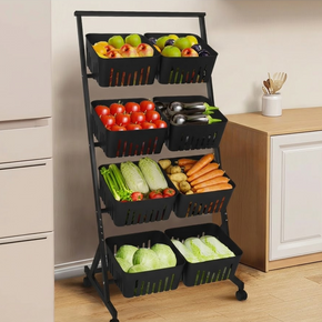 Étagère de Rangement à Fruits et Légumes avec Roulettes 60 x 44 x 92 cm / 119 cm