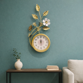Horloge Murale Florale en Fer