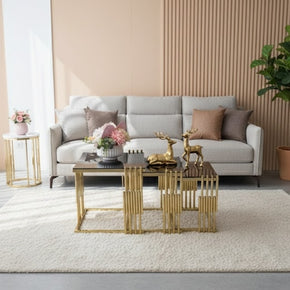 Table d'appoint modulaire dorée et en verre