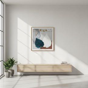 Art de la plume blanche et bleue