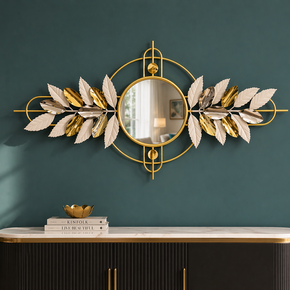 Décoration Murale Artistique en Fer avec Miroir