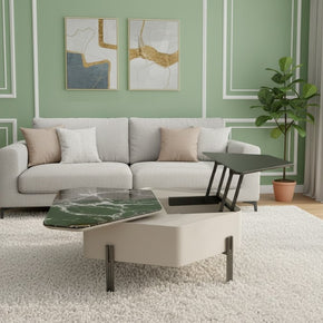 Table basse relevable blanche et noire