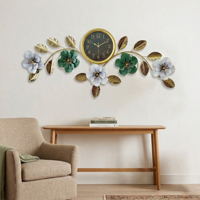 Décoration Murale Artistique en Fer avec Horloge