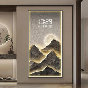 Horloge Murale LED Design Paysage Montagne