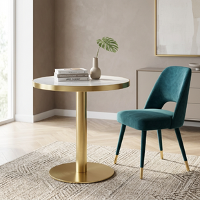 Table d'Appoint Élégante avec Plateau Marbré et Structure Dorée