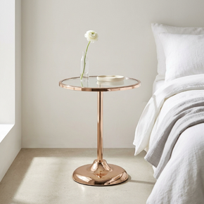 Présentoir Rond en Verre et Métal Doré Rose