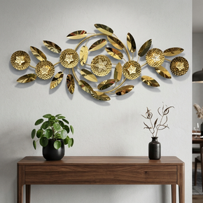 Art Mural en Métal Fleur et Feuillage - Décoration Intérieure Chic et Moderne