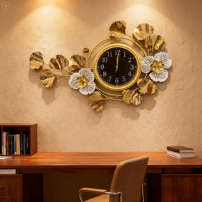 Décoration Murale Artistique en Fer avec Horloge