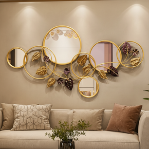 Décoration Murale Artistique en Fer avec Miroirs