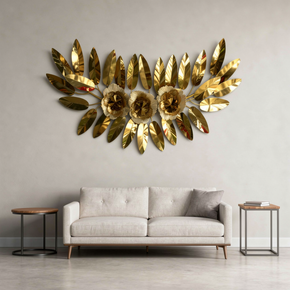 Décoration Murale en Métal Doré – Design Floral Contemporain