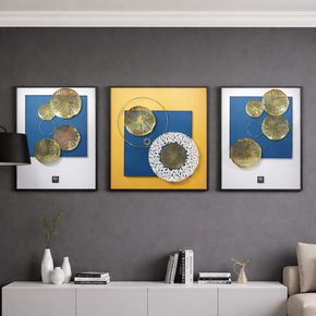 Lotus en métal moderne/Art de l'éventail Tableu